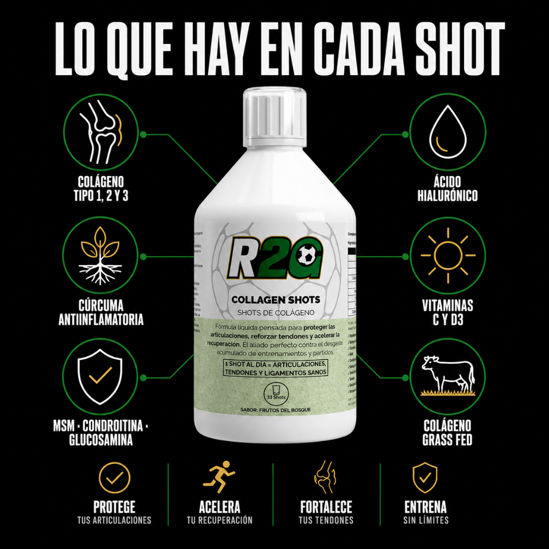 R2G Collagen Shots — El colágeno en shots para futbolistas