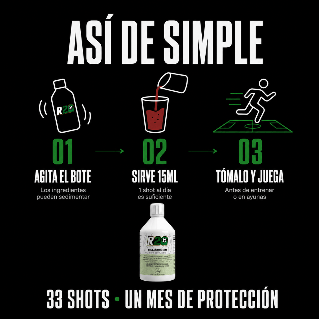 R2G Collagen Shots — El colágeno en shots para futbolistas